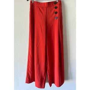 ZARA Palazzo Red Wide Leg High Waist Pants Size XS